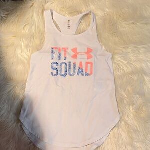 Under Armour White Tank Top with Pink and Blue Print